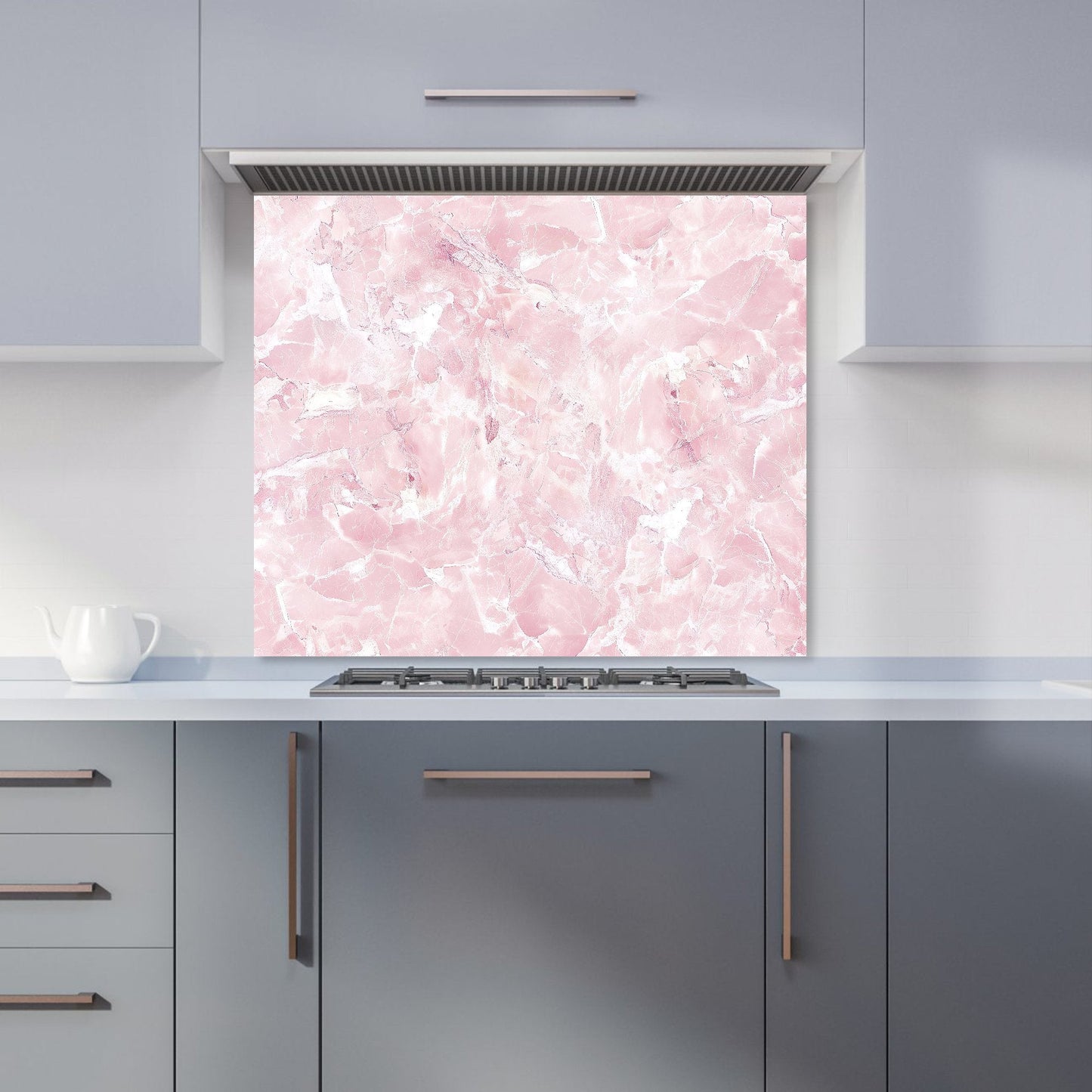 Polished Pink Quartz Effect Kitchen Splashback