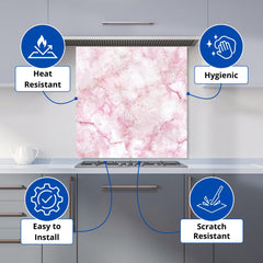 Pink And White Quartz Effect Kitchen Splashback