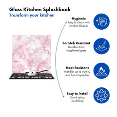 Pink And White Quartz Effect Kitchen Splashback