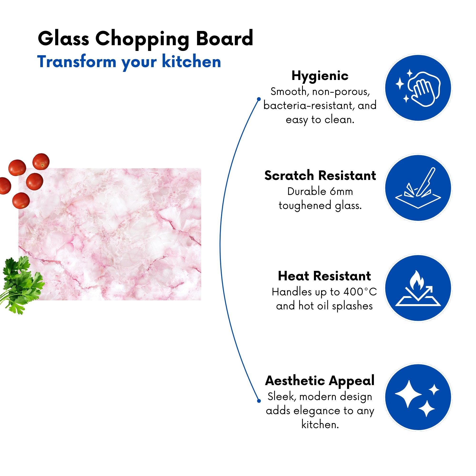 Pink And White Quartz Effect Chopping Board