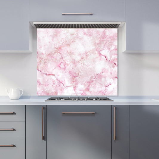 Pink And White Quartz Effect Kitchen Splashback