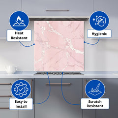 Baby Pink Quartz Effect Kitchen Splashback