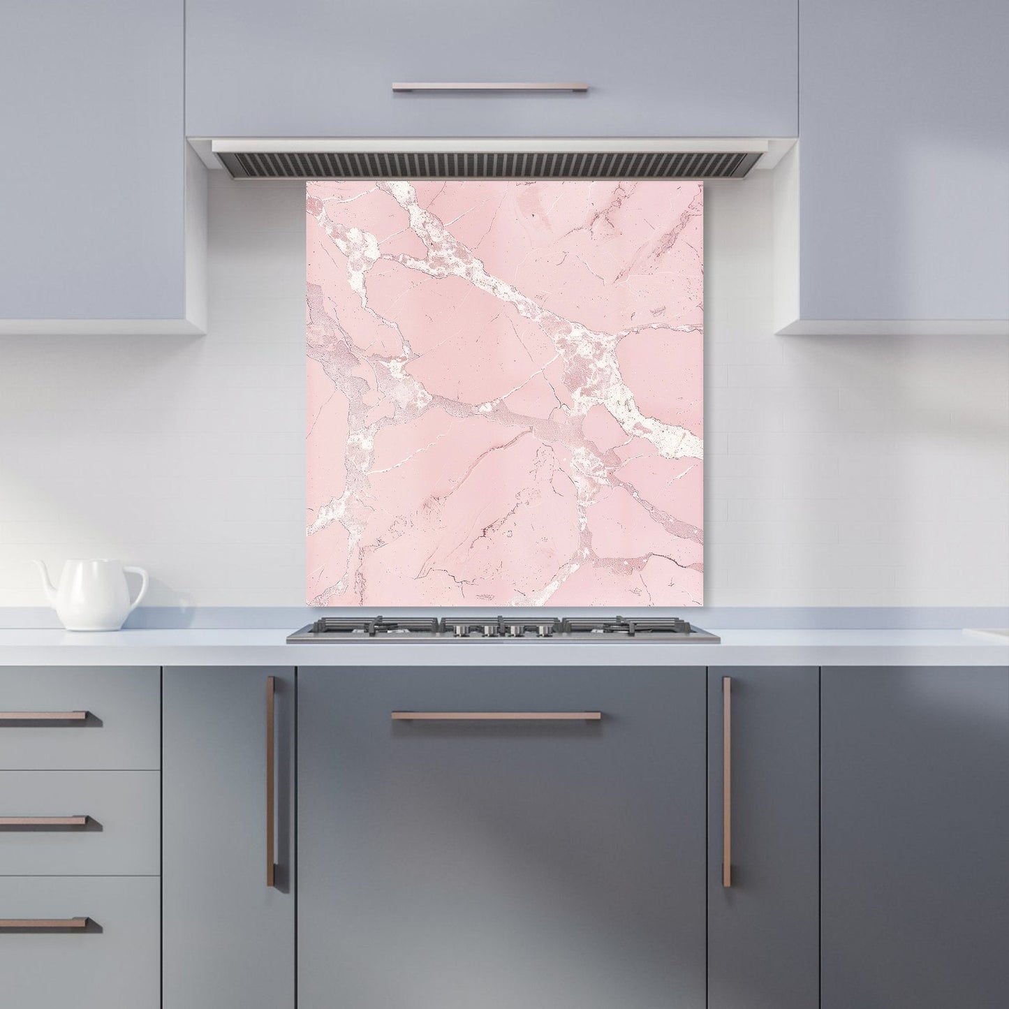 Baby Pink Quartz Effect Kitchen Splashback