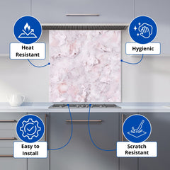 Pale Pink Quartz Effect Kitchen Splashback
