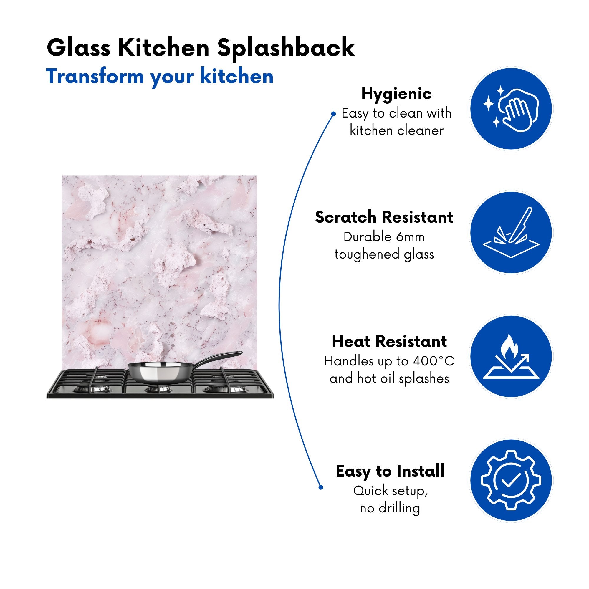 Pale Pink Quartz Effect Kitchen Splashback