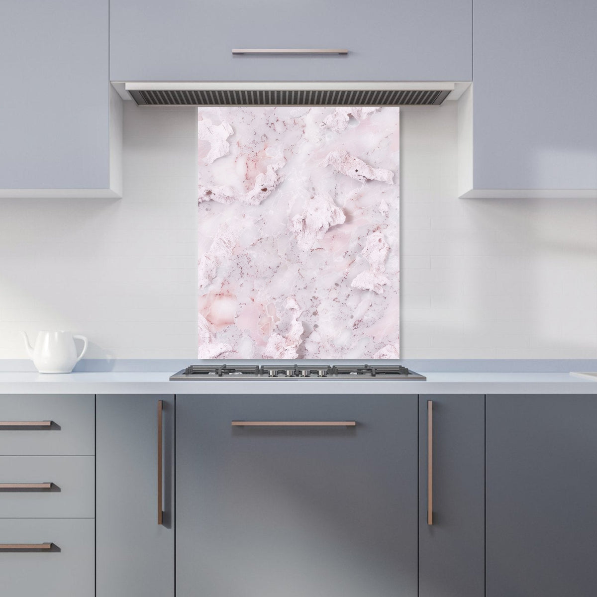 Pale Pink Quartz Effect Kitchen Splashback