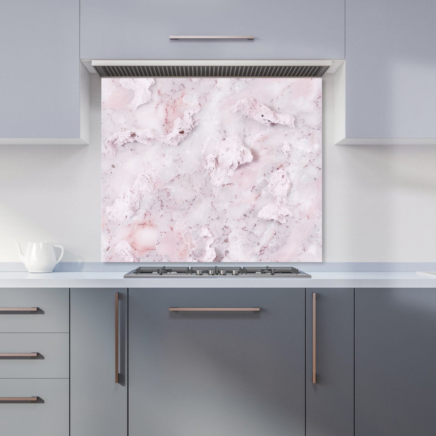 Pale Pink Quartz Effect Kitchen Splashback