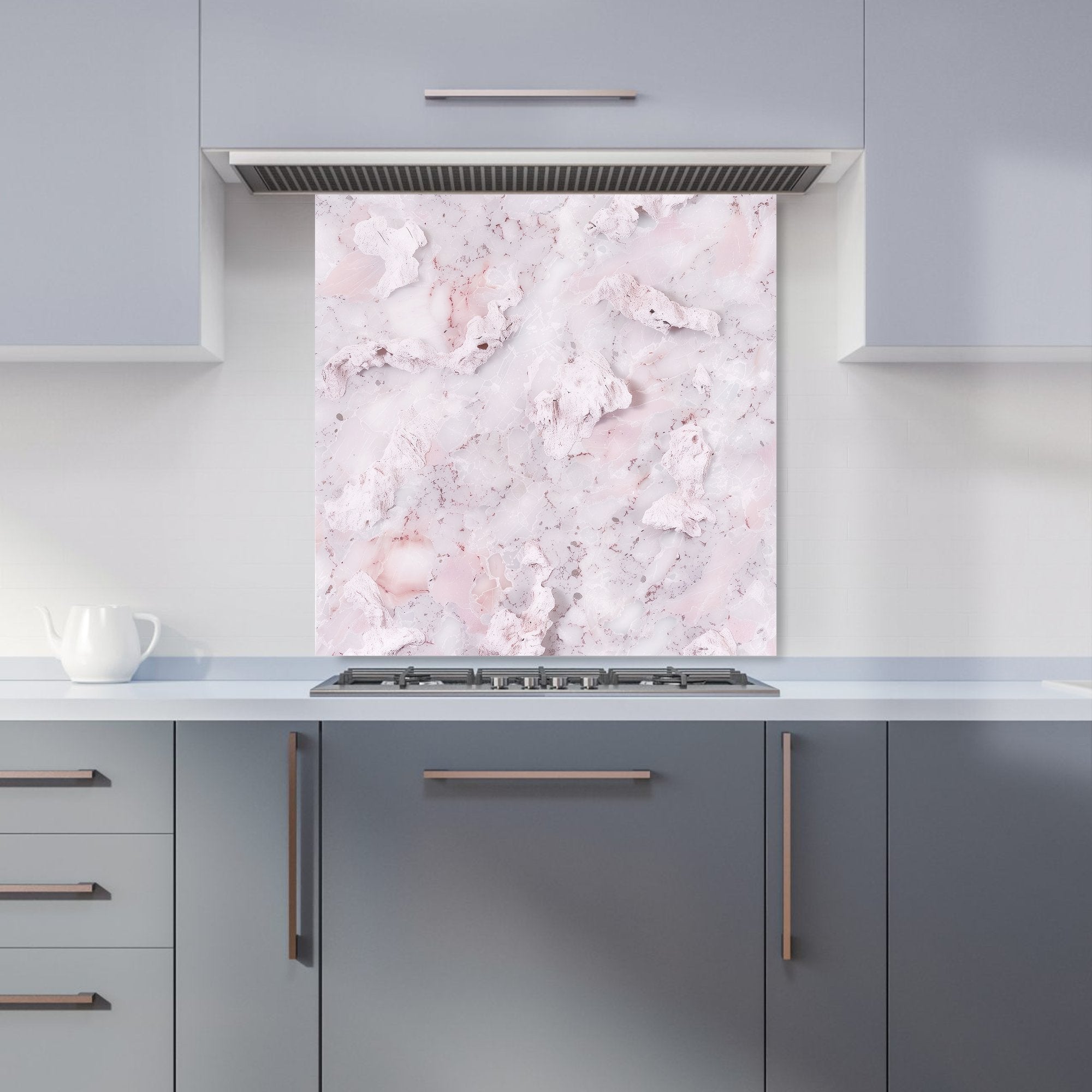 Pale Pink Quartz Effect Kitchen Splashback