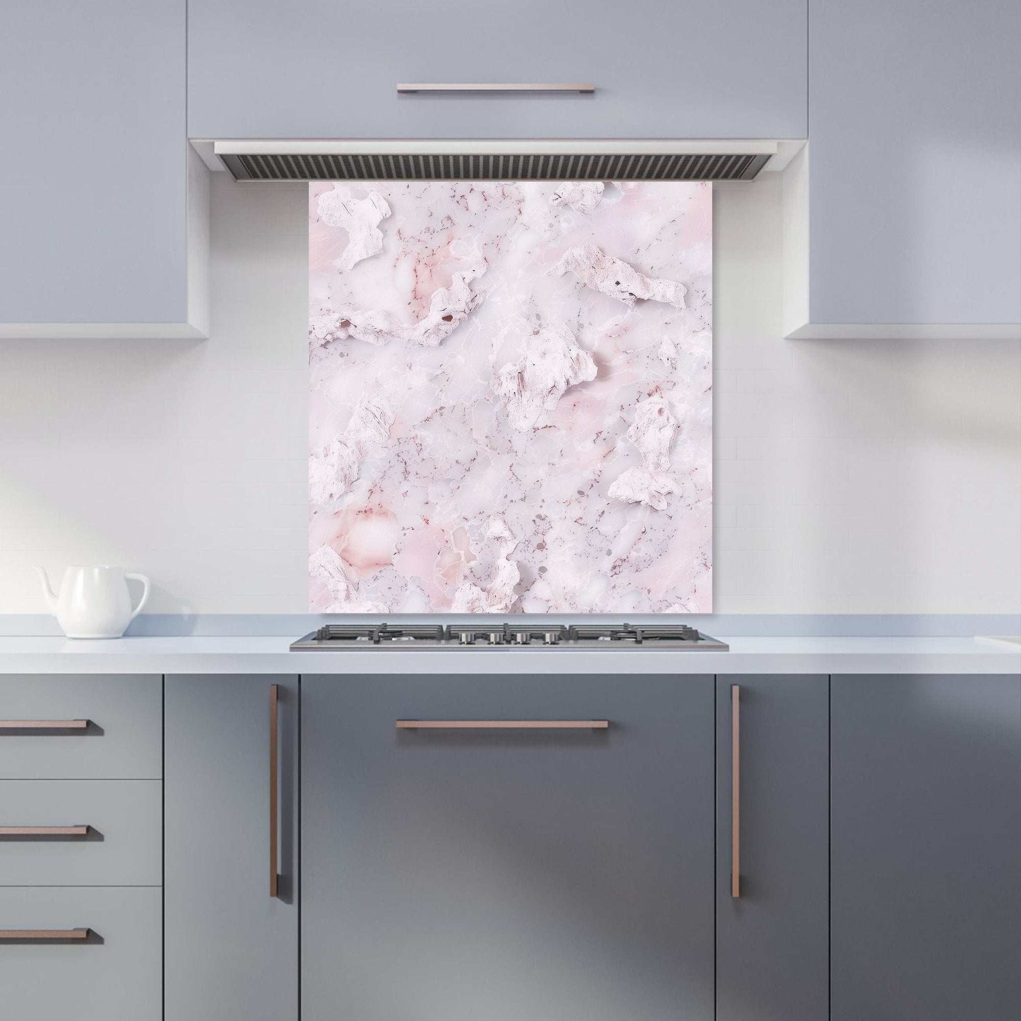 Pale Pink Quartz Effect Kitchen Splashback