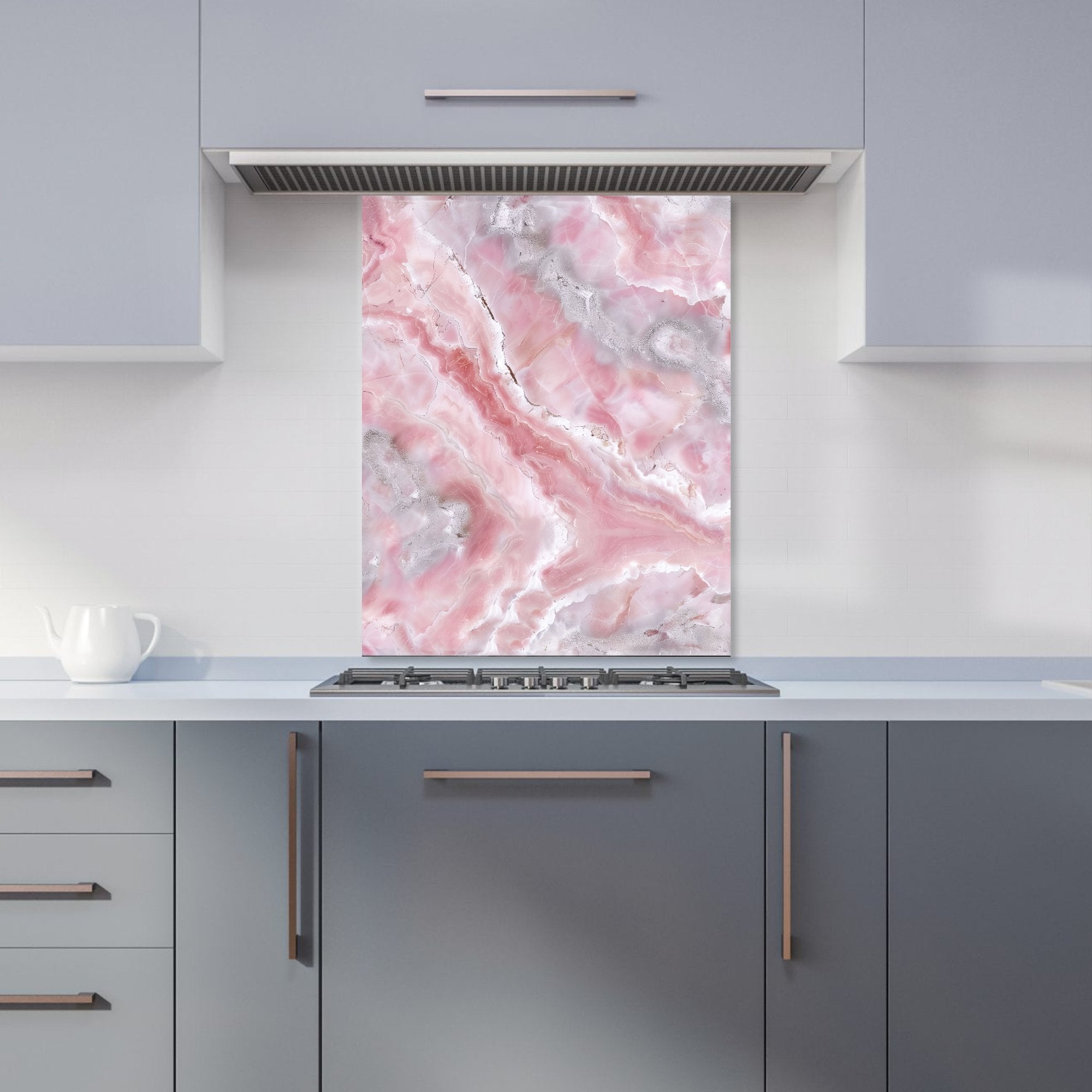 Pale And Grey Marble Effect Kitchen Splashback