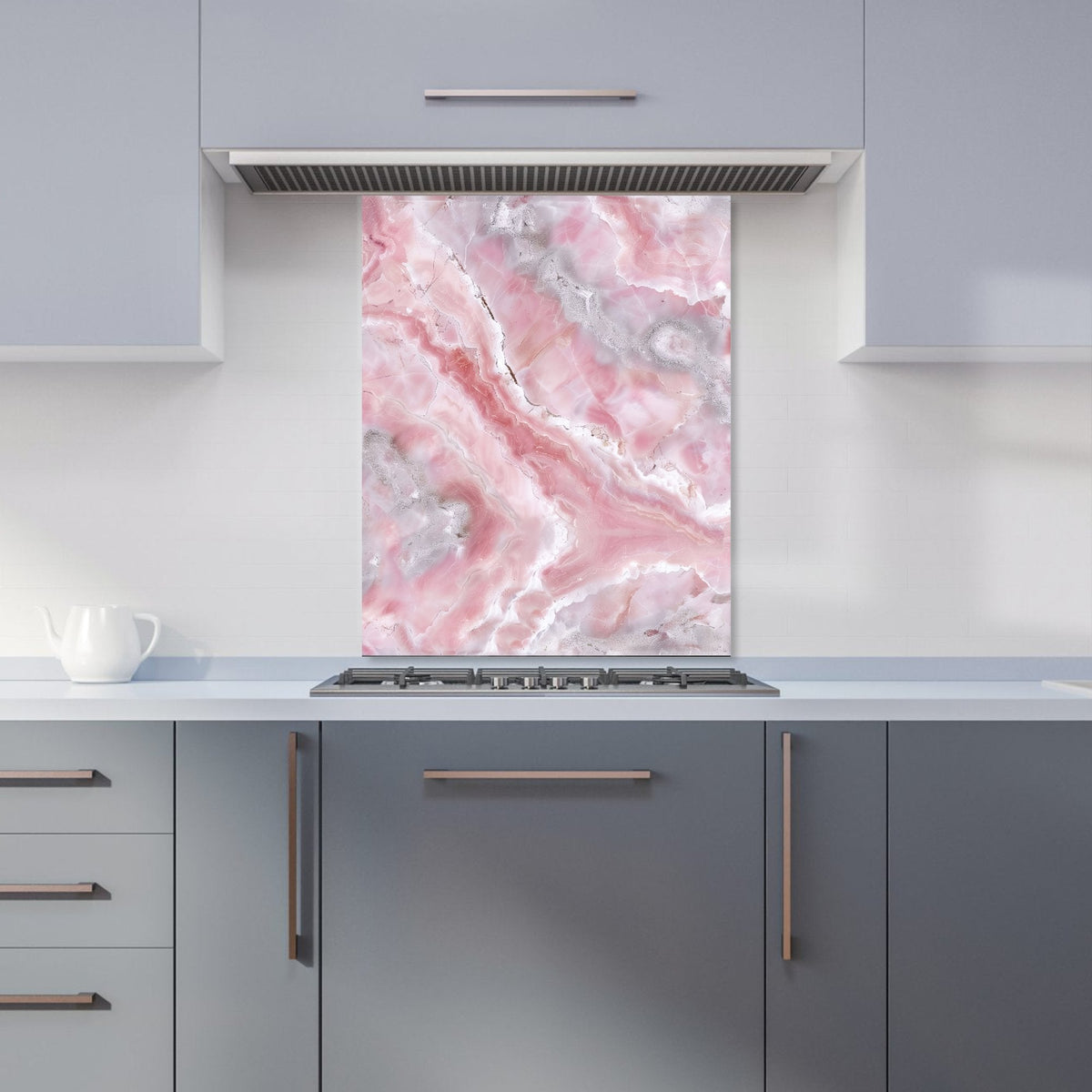 Pale And Grey Marble Effect Kitchen Splashback