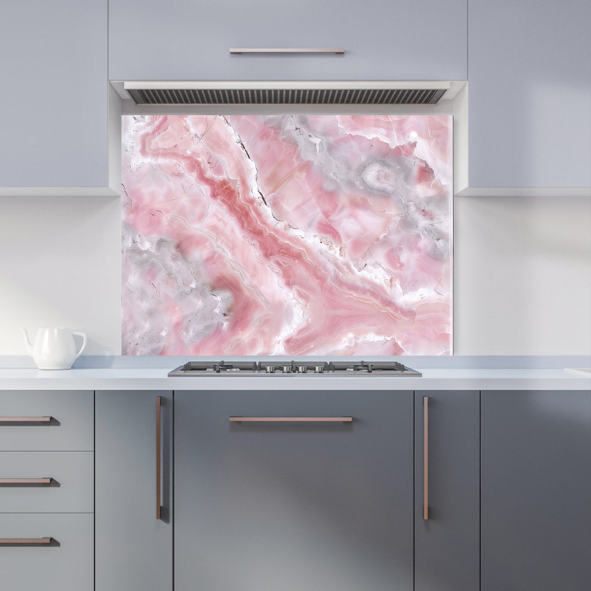 Pale And Grey Marble Effect Kitchen Splashback