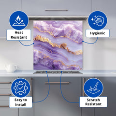 Light Purple Marble Effect Kitchen Splashback