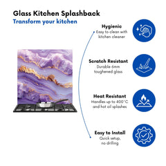 Light Purple Marble Effect Kitchen Splashback