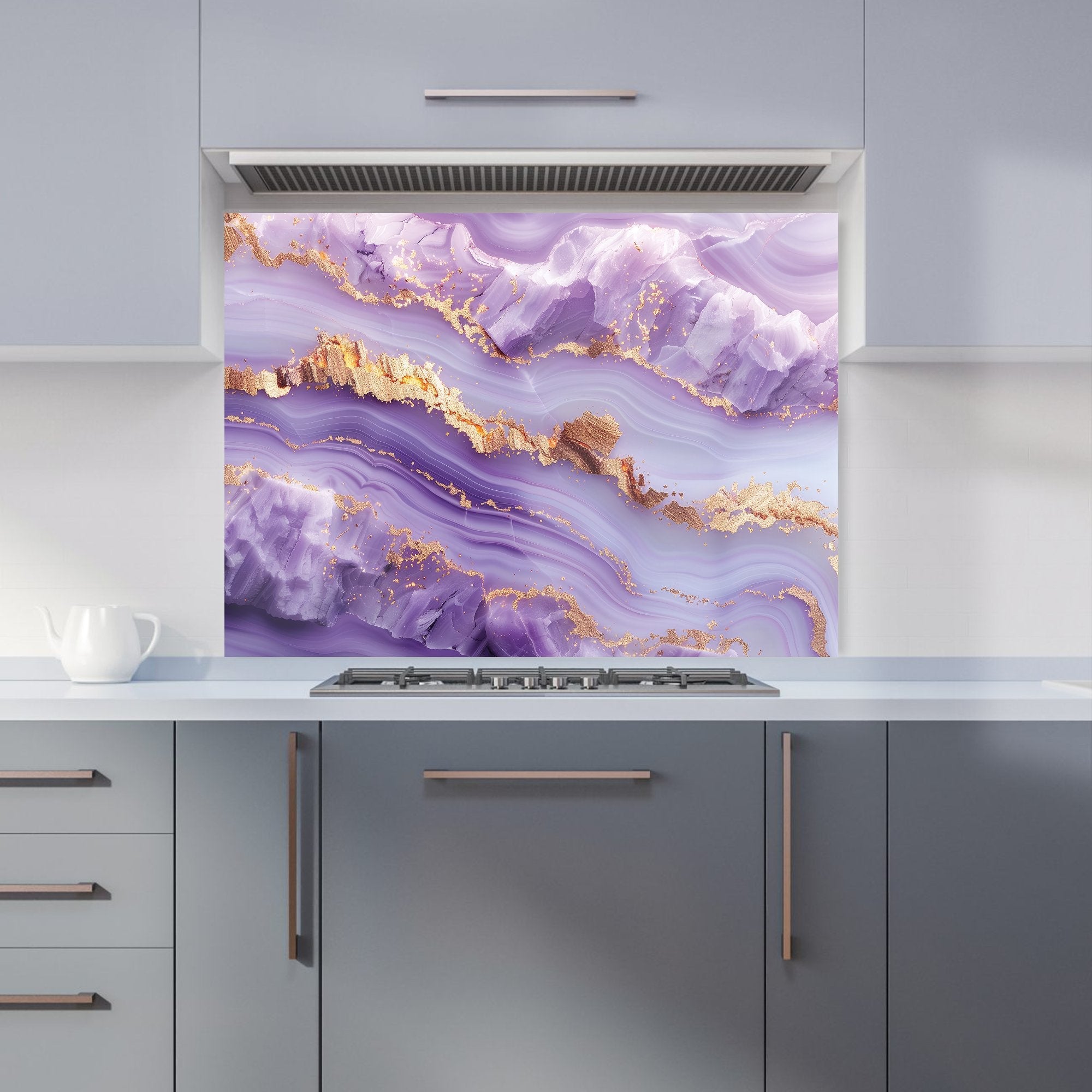 Light Purple Marble Effect Kitchen Splashback