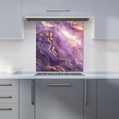 Purple And Gold Marble Effect Kitchen Splashback