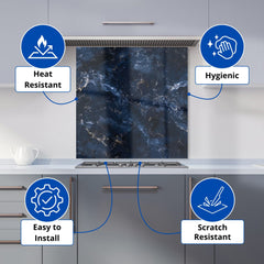 Navy Blue Quartz Effect Kitchen Splashback