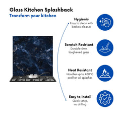 Navy Blue Quartz Effect Kitchen Splashback