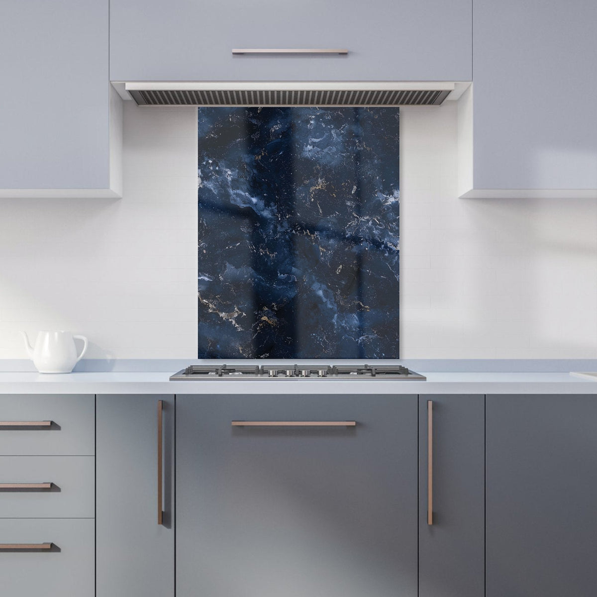 Navy Blue Quartz Effect Kitchen Splashback