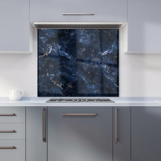 Navy Blue Quartz Effect Kitchen Splashback