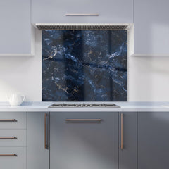 Navy Blue Quartz Effect Kitchen Splashback