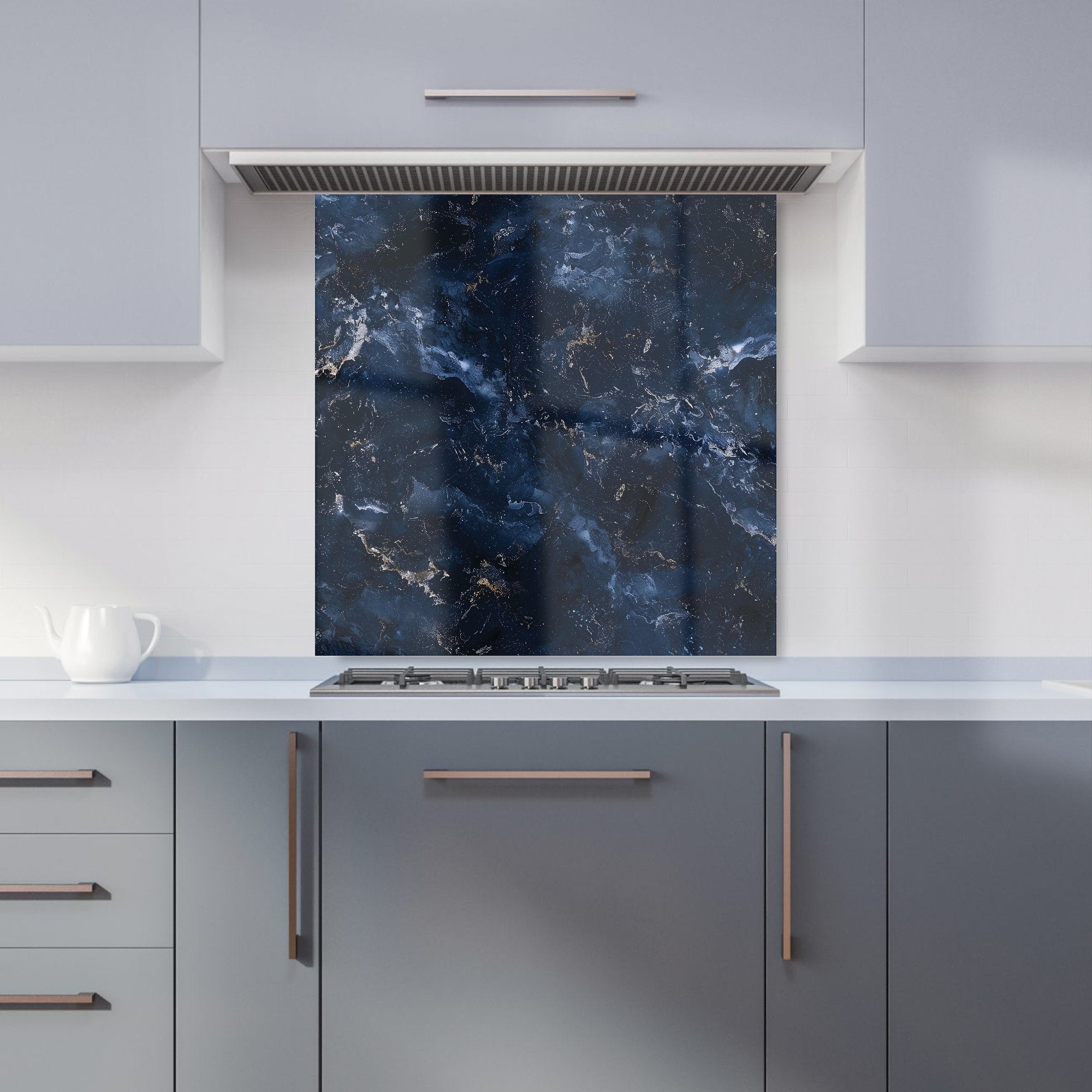 Navy Blue Quartz Effect Kitchen Splashback