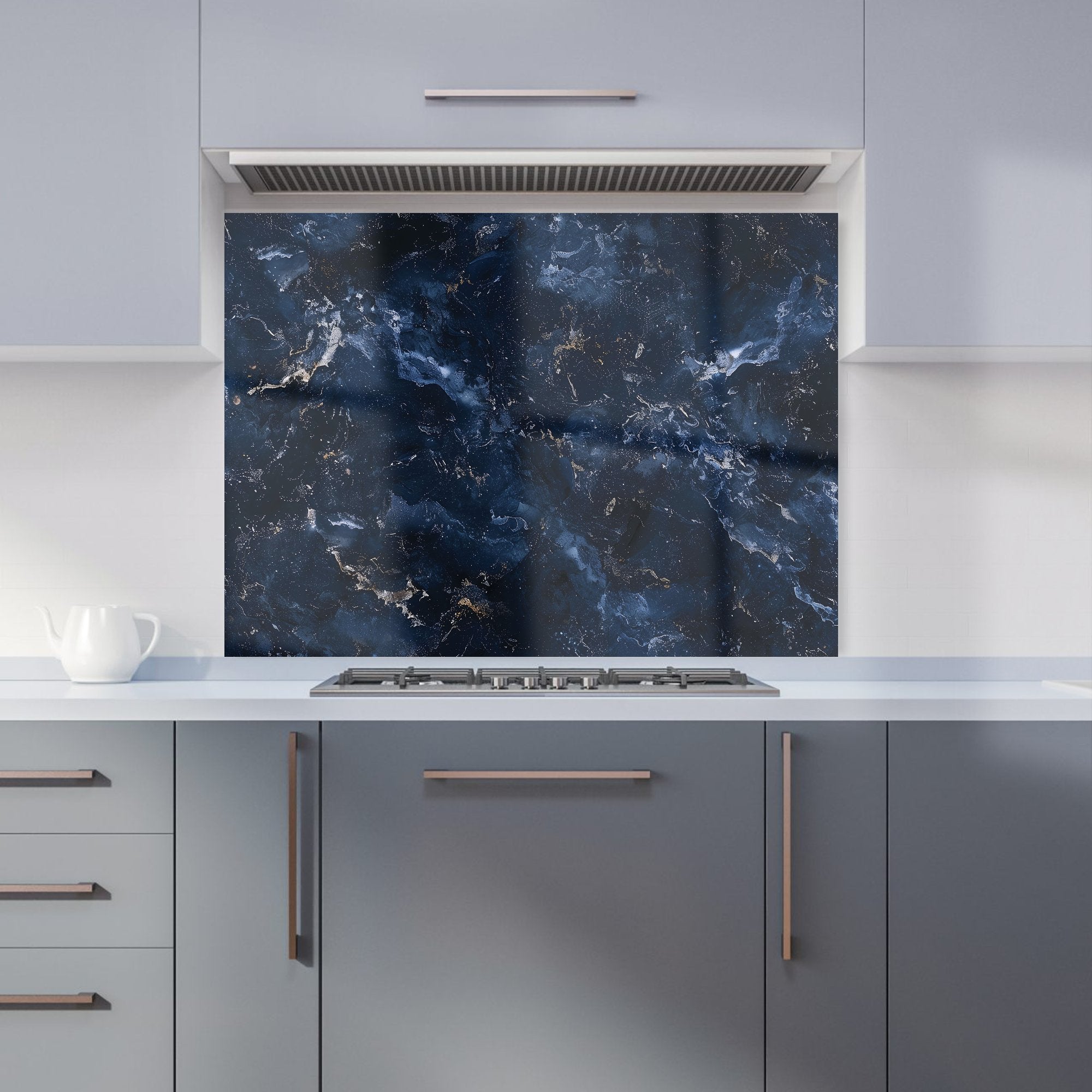Navy Blue Quartz Effect Kitchen Splashback