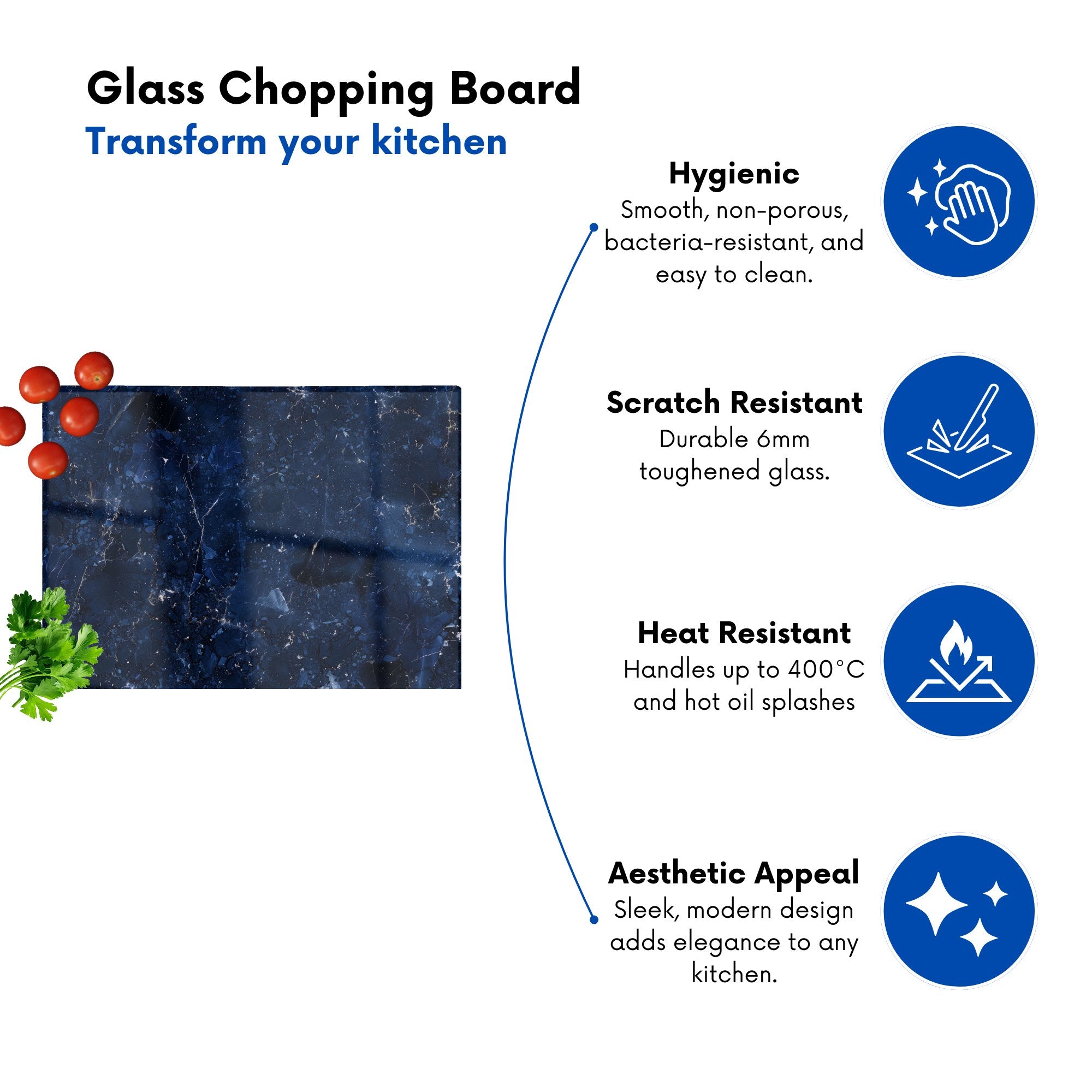 Ocean Blue Quartz Effect Chopping Board