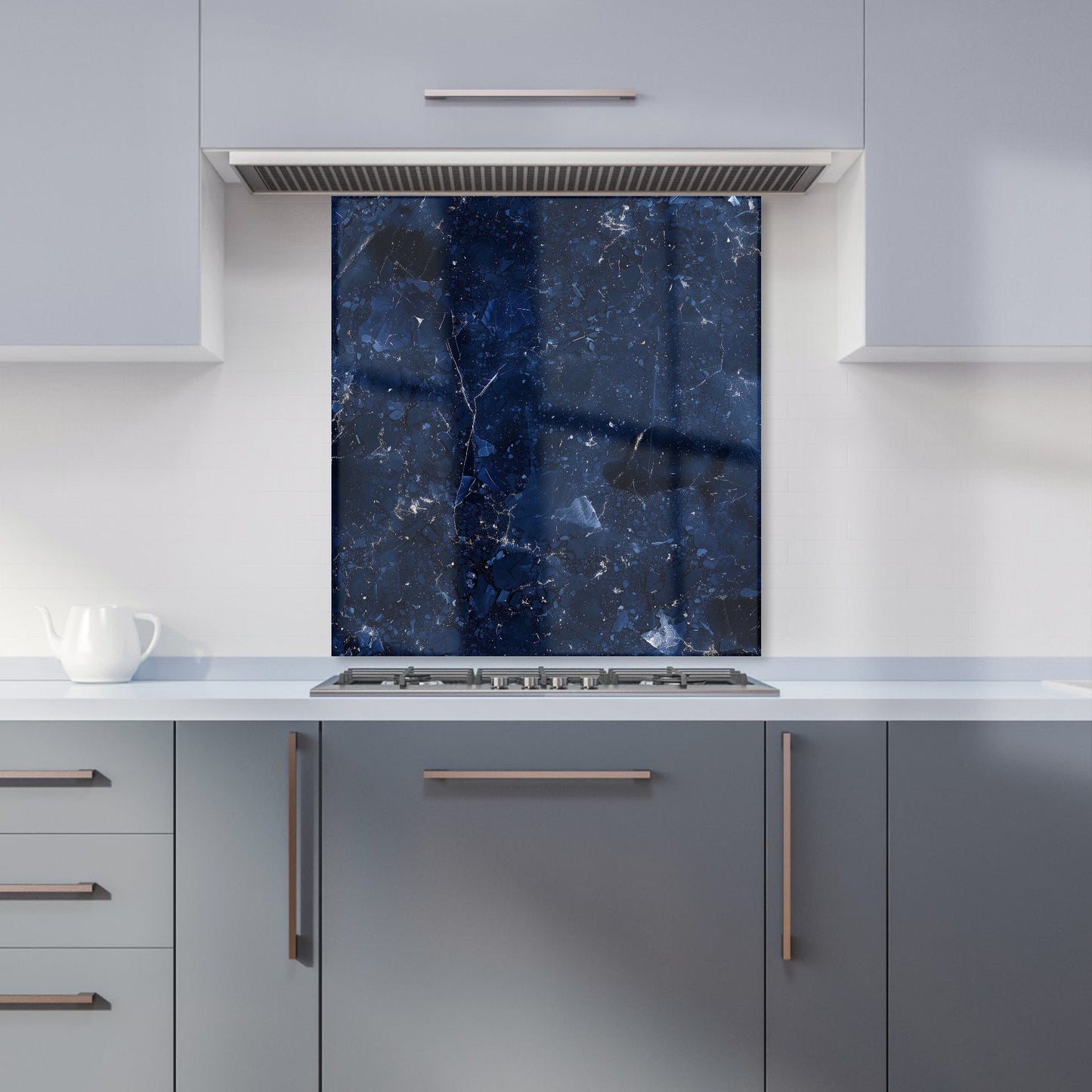 Ocean Blue Quartz Effect Kitchen Splashback