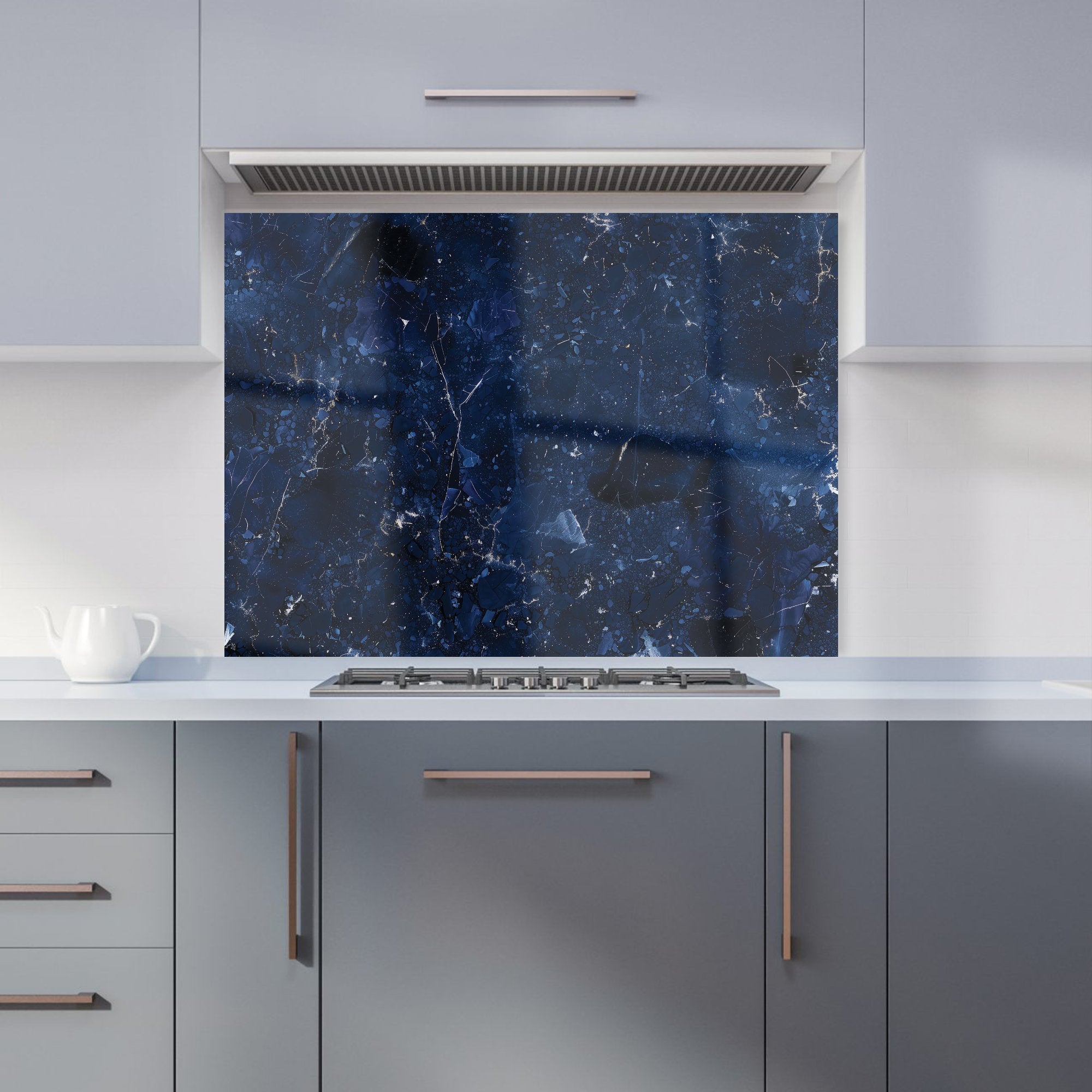 Ocean Blue Quartz Effect Kitchen Splashback