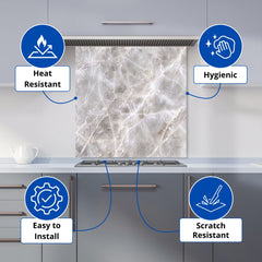 Polished Grey Marble Effect Kitchen Splashback