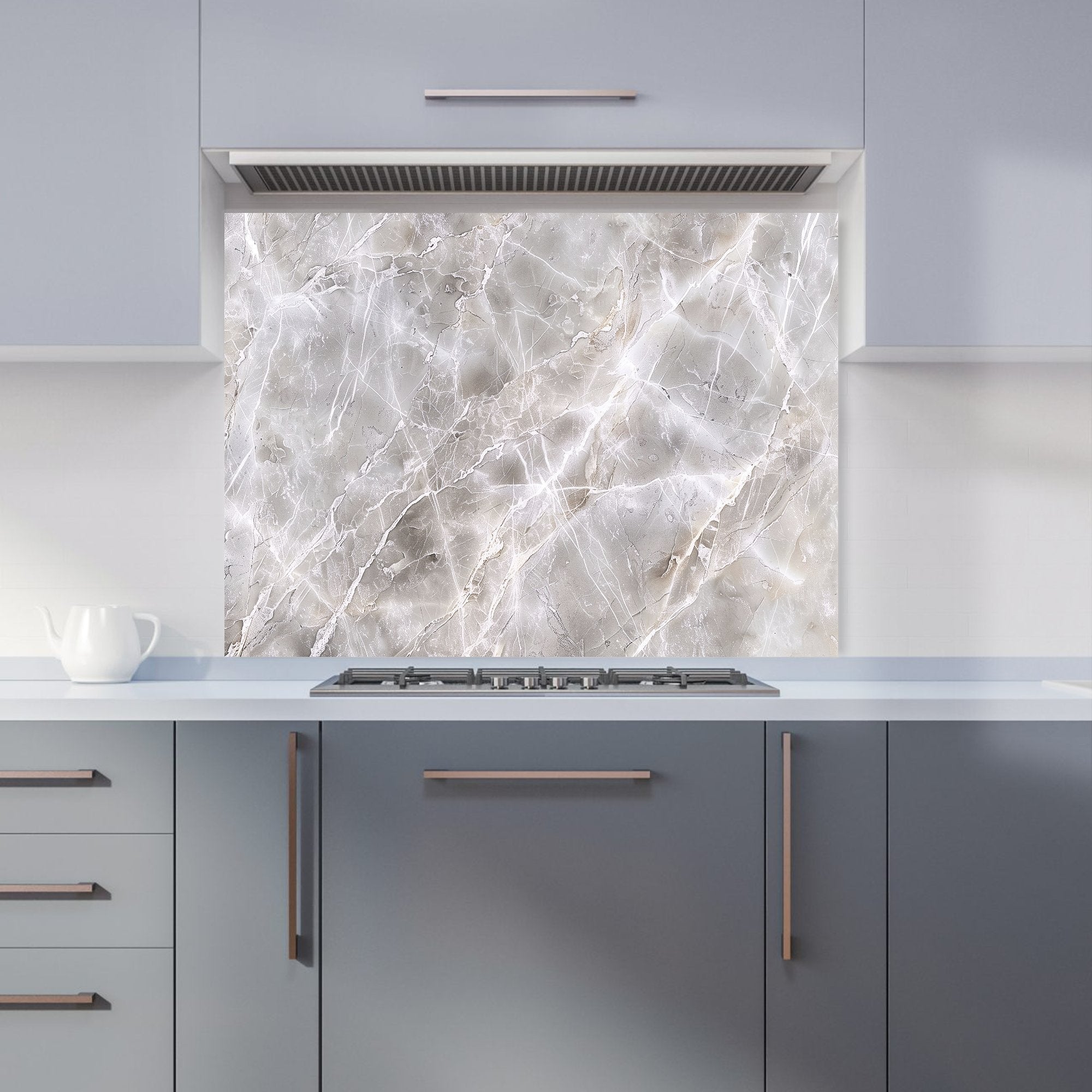 Polished Grey Marble Effect Kitchen Splashback