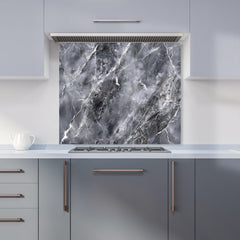 Deep Grey Marble Effect Kitchen Splashback