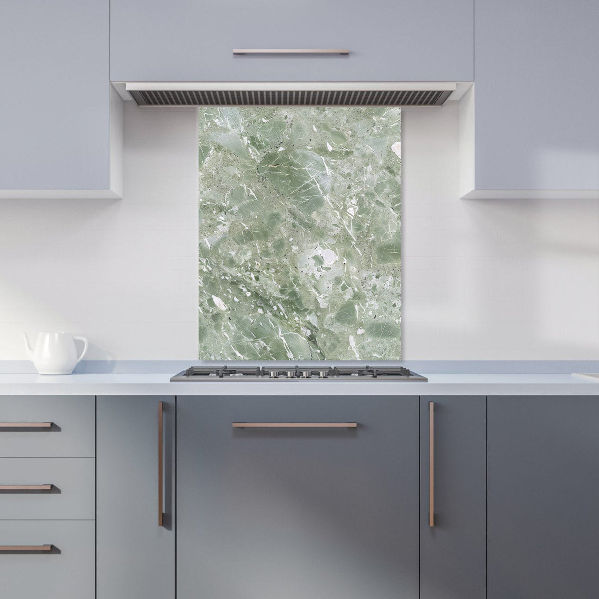 Polished Sage Green Quartz Effect Kitchen Splashback