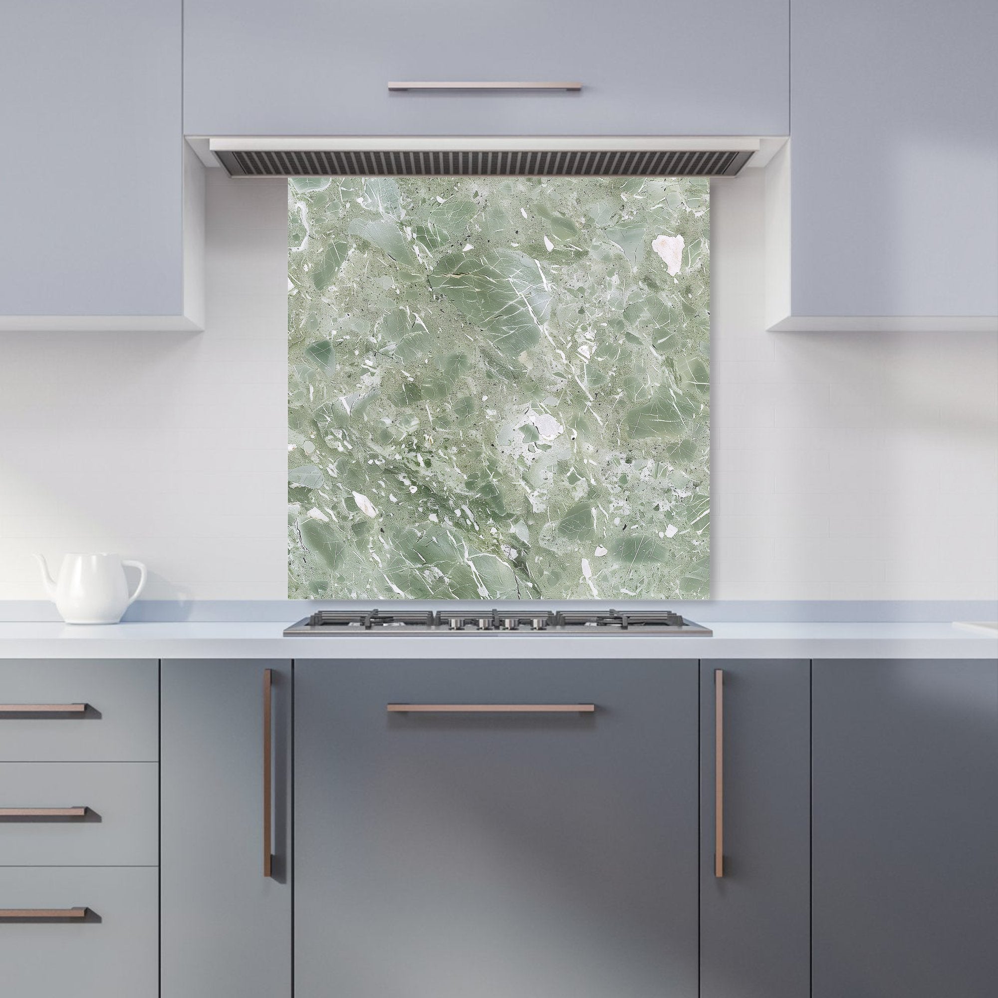 Polished Sage Green Quartz Effect Kitchen Splashback