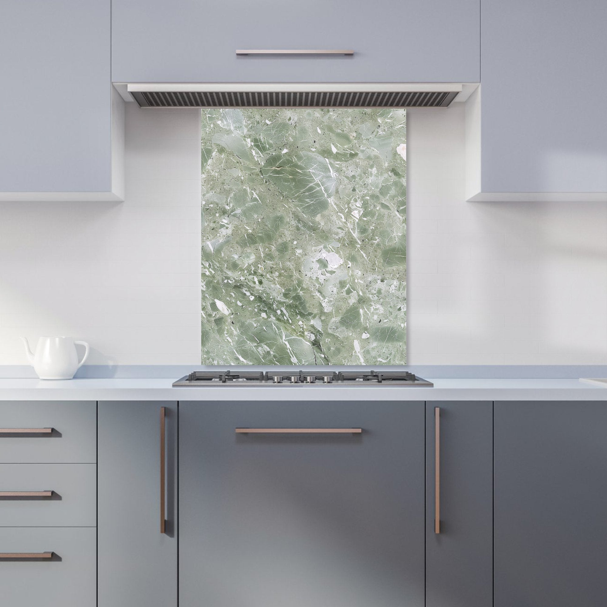 Pale Green Quartz Effect Kitchen Splashback
