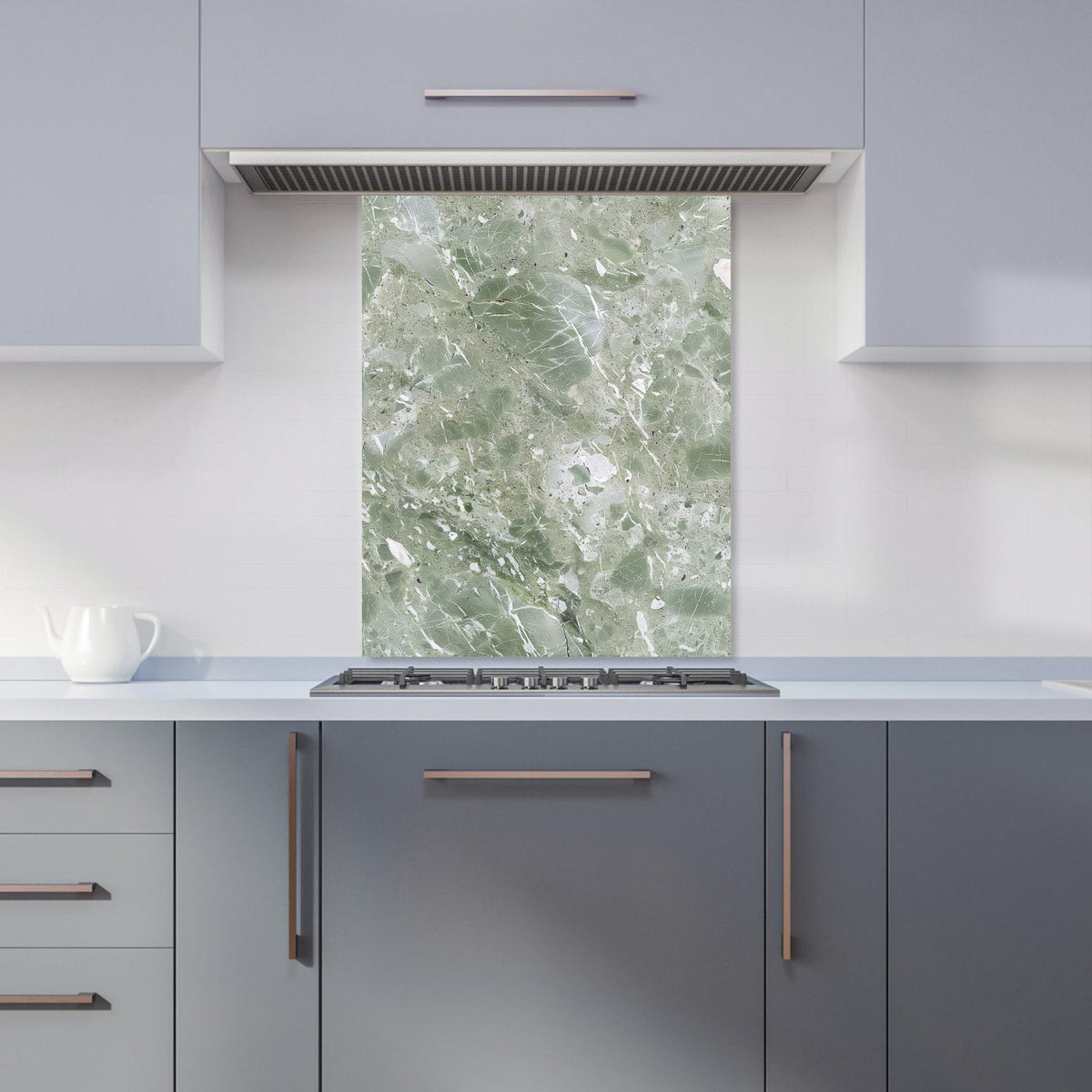 Pale Green Quartz Effect Kitchen Splashback