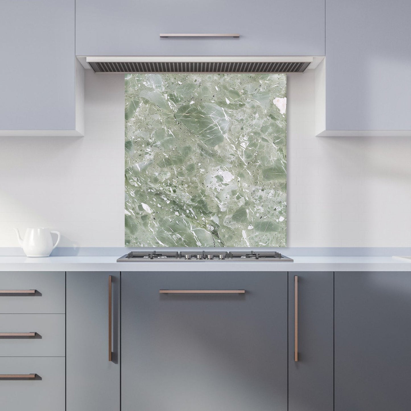 Pale Green Quartz Effect Kitchen Splashback