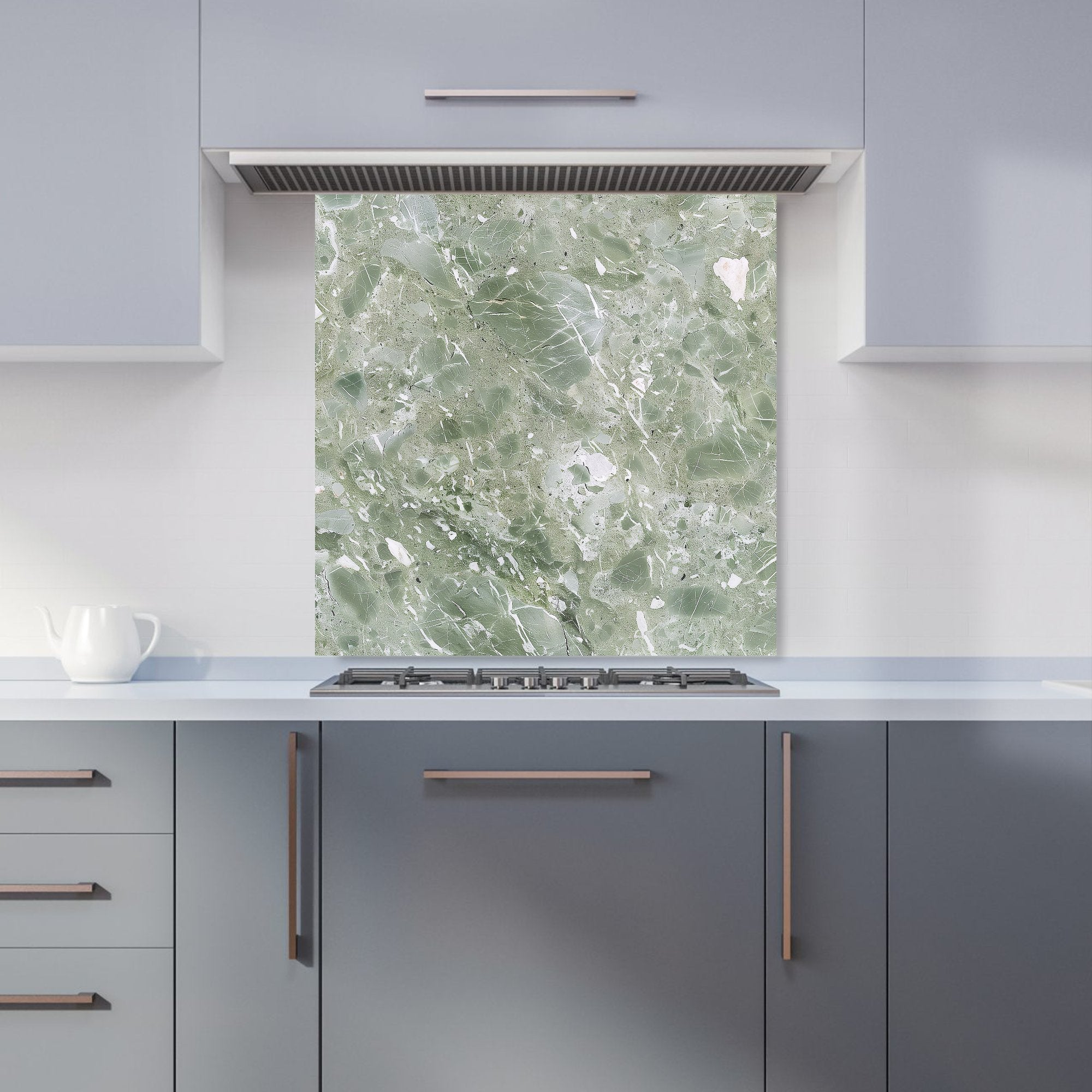 Pale Green Quartz Effect Kitchen Splashback
