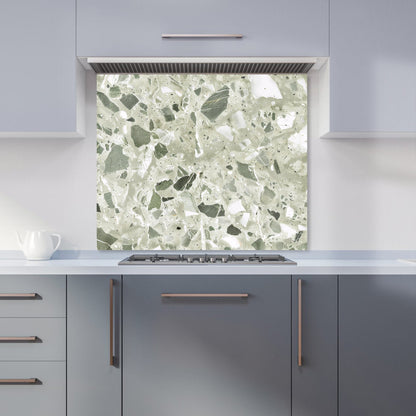 Sage Green And White Quartz Effect Kitchen Splashback