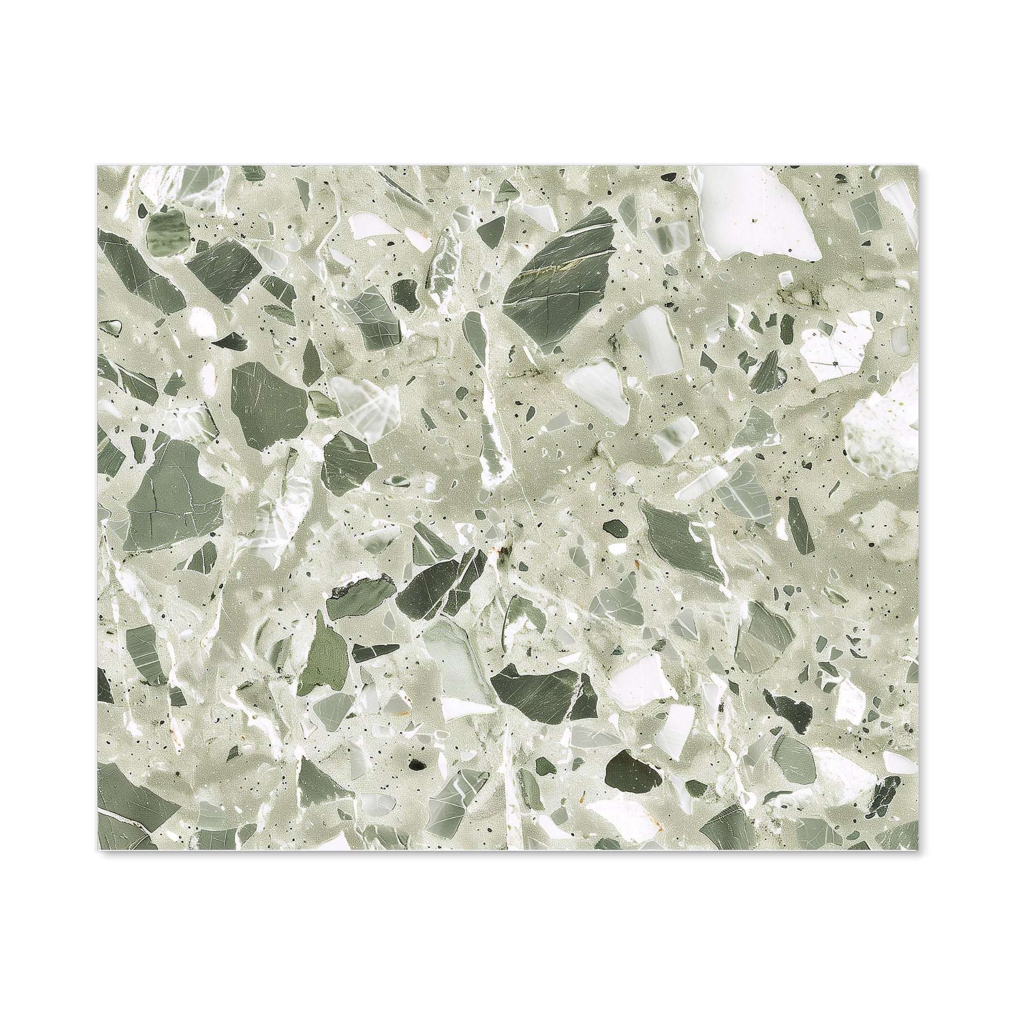 Sage Green And White Quartz Effect Kitchen Splashback