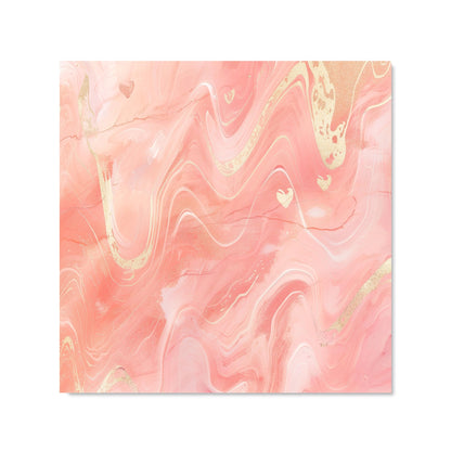 Salmon Pink Hearts Marble Effect Kitchen Splashback