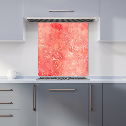 Salmon Pink Marble Effect Kitchen Splashback