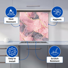 Rose And Gold Marble Effect Kitchen Splashback