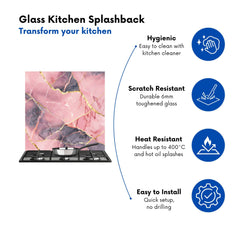 Rose And Gold Marble Effect Kitchen Splashback