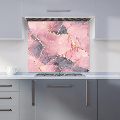 Rose And Gold Marble Effect Kitchen Splashback