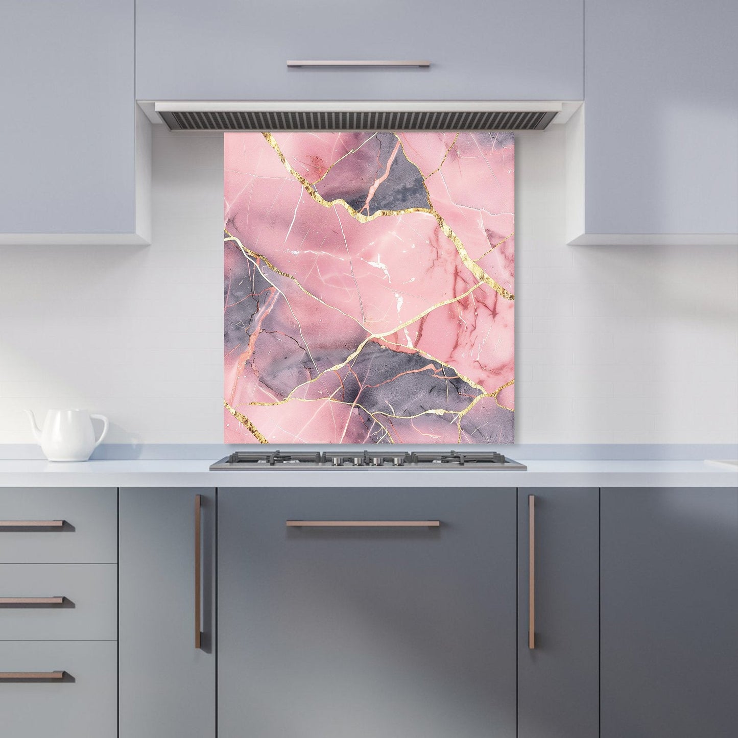 Rose And Gold Marble Effect Kitchen Splashback