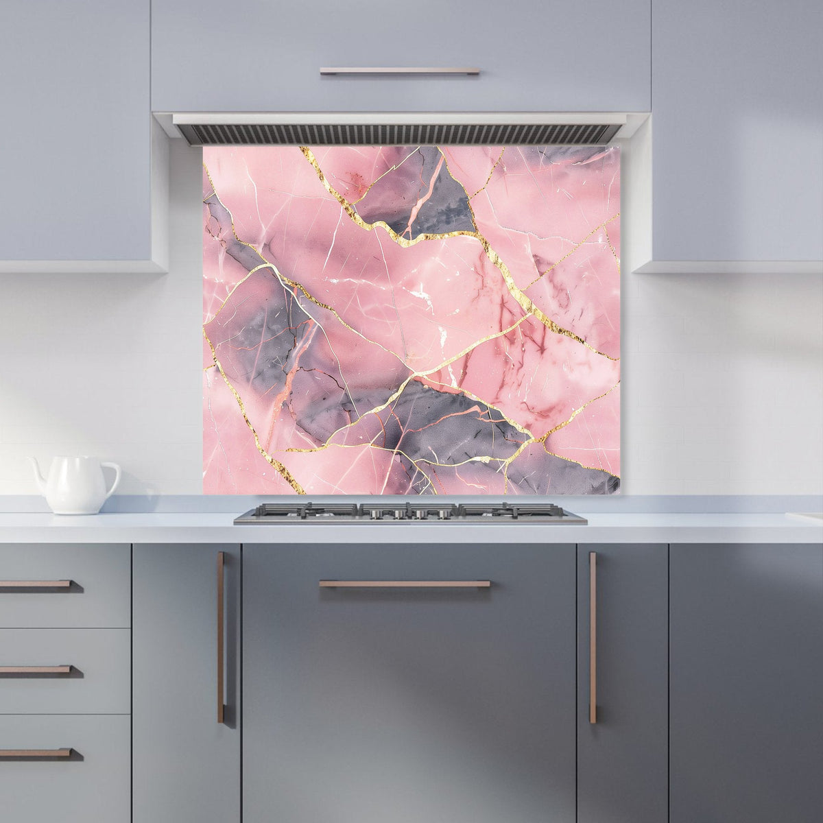 Rose And Gold Marble Effect Kitchen Splashback