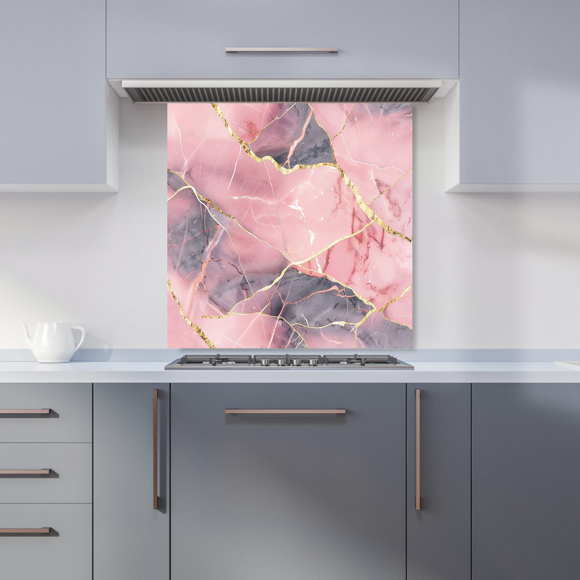 Rose And Gold Marble Effect Kitchen Splashback