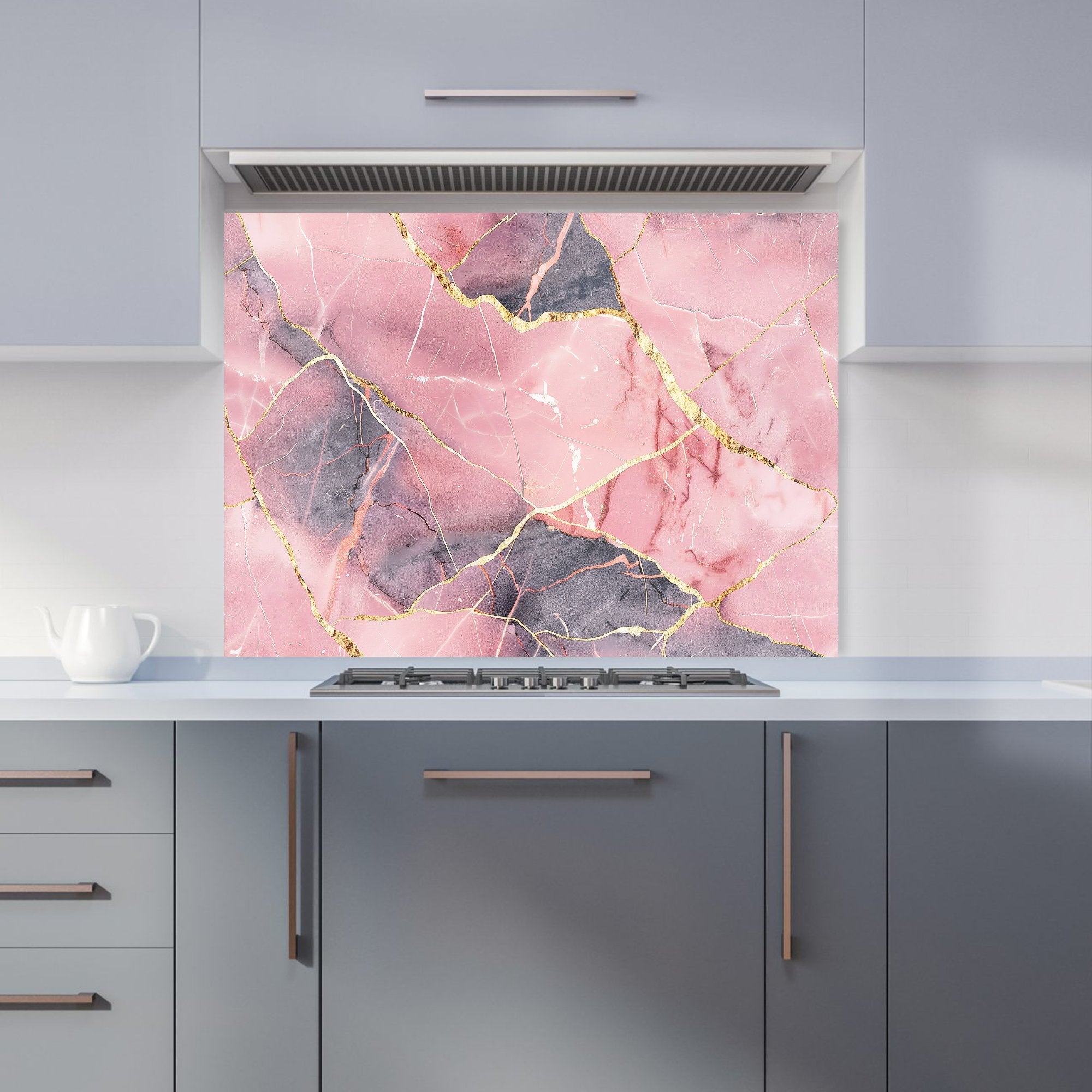 Rose And Gold Marble Effect Kitchen Splashback